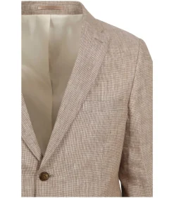 Blazer Pepita Linnen Beige