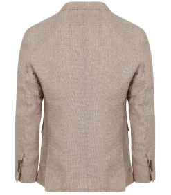 Blazer Pepita Linnen Beige