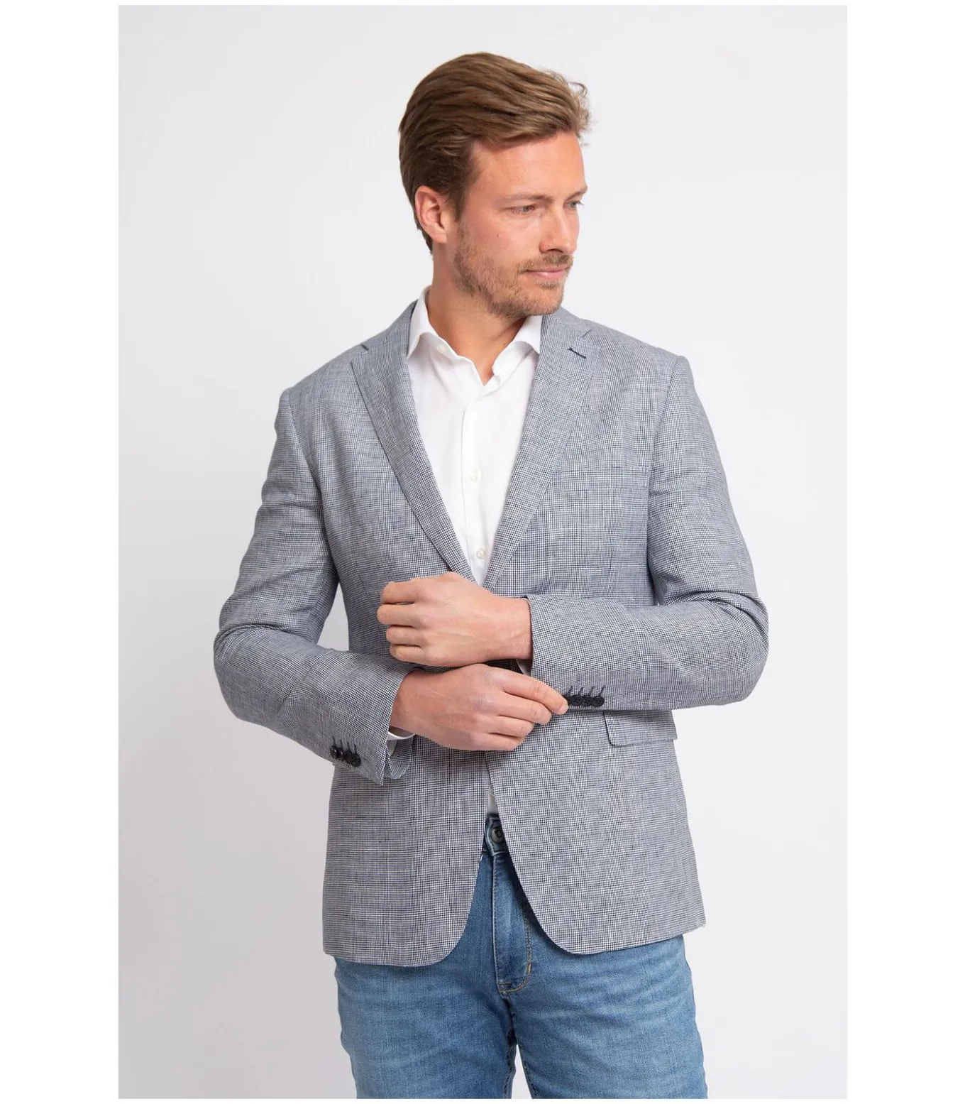 Blazer Pepita Linnen Blauw
