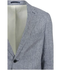 Blazer Pepita Linnen Blauw
