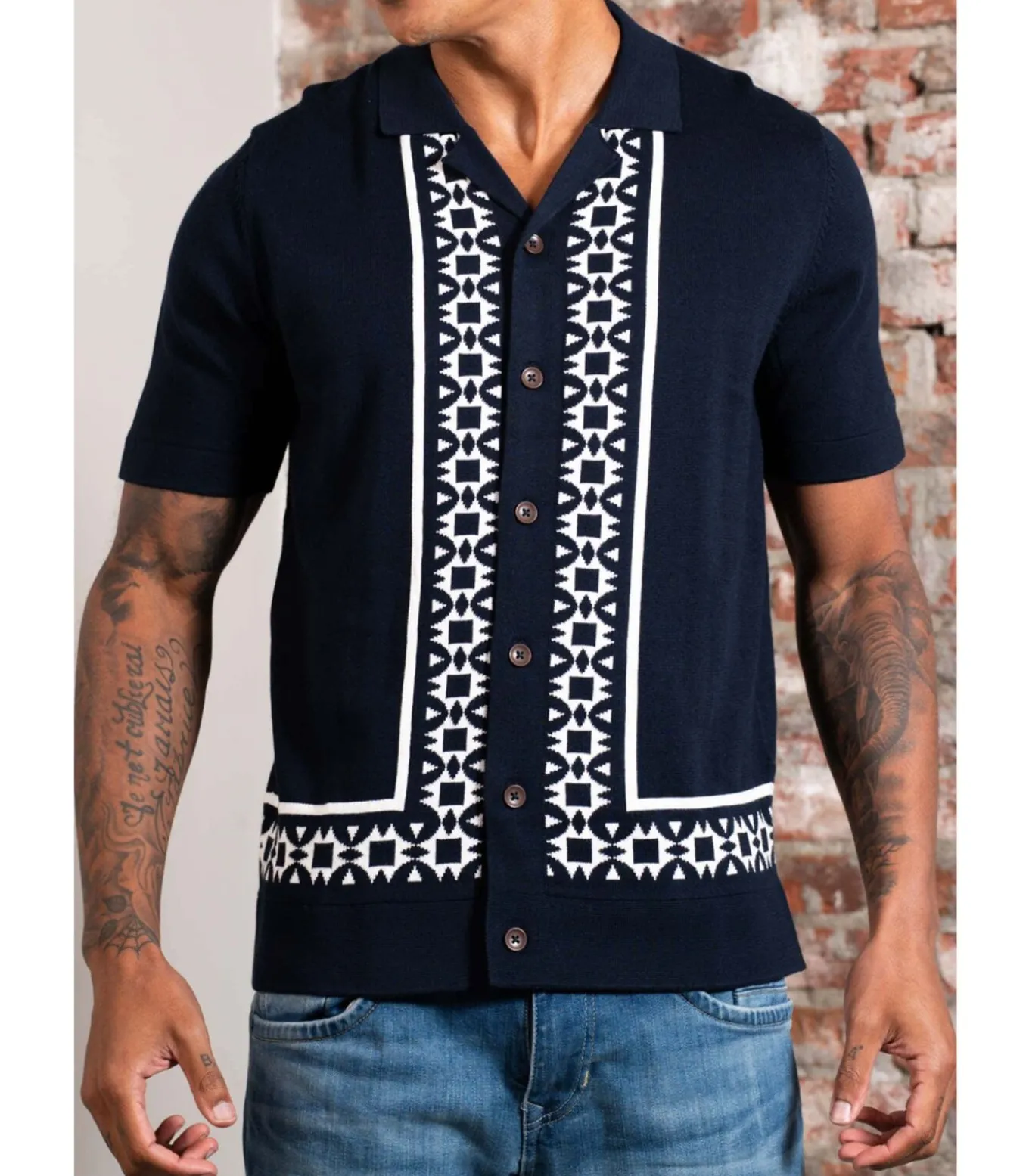 Border resort shirt - dark navy