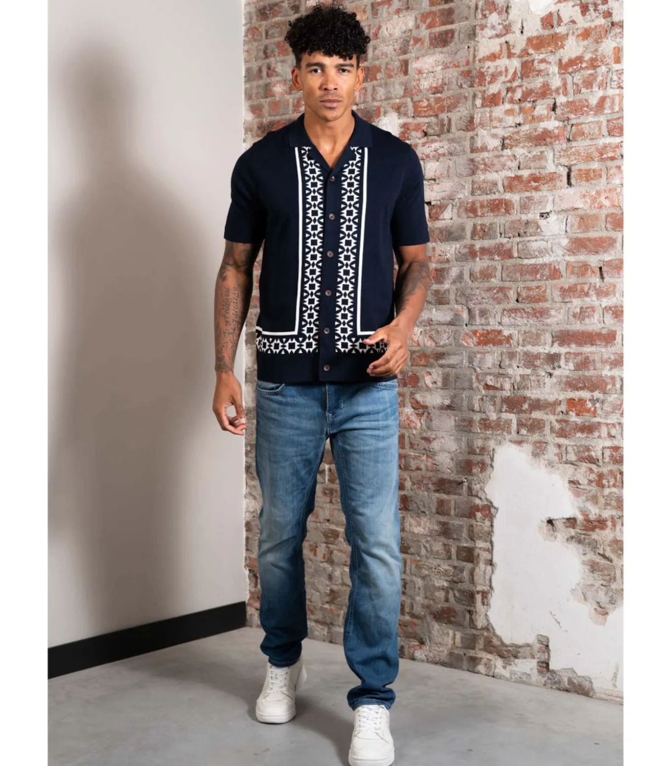 Border resort shirt - dark navy