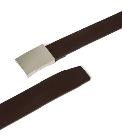 Bruine riem ‘Bastian’ met metalen gesp en gegraveerd Polo Club-logo