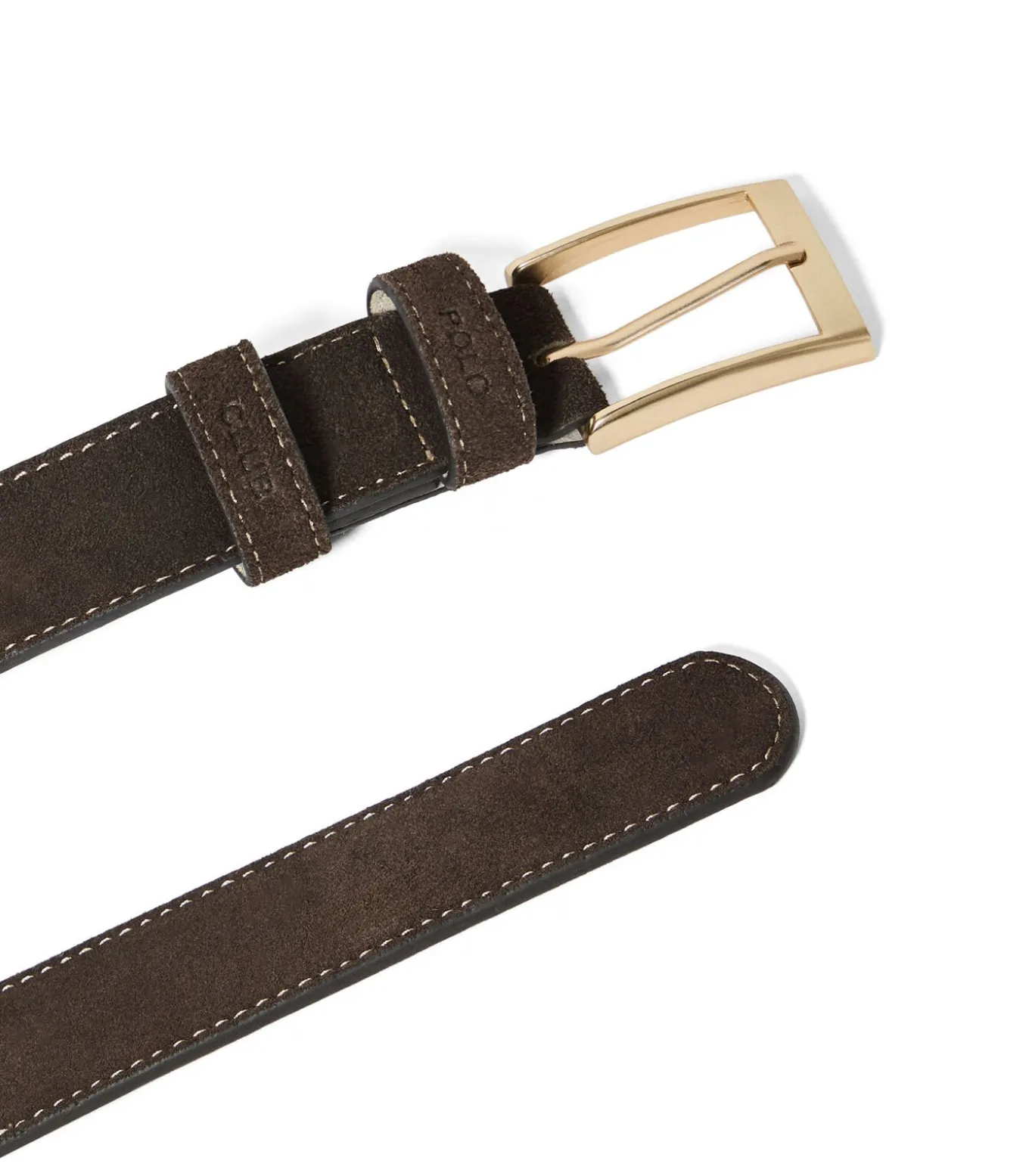 Bruine suède riem ‘Cesar’ met Polo Club-details