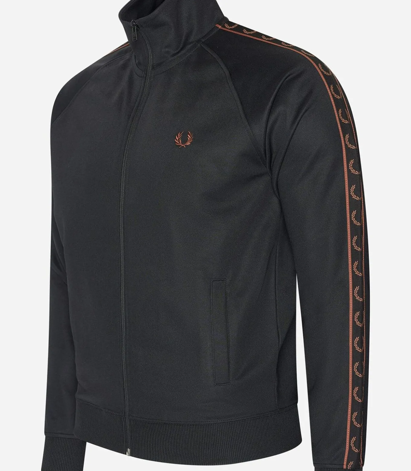 Contrast tape track jacket - black whisky brown
