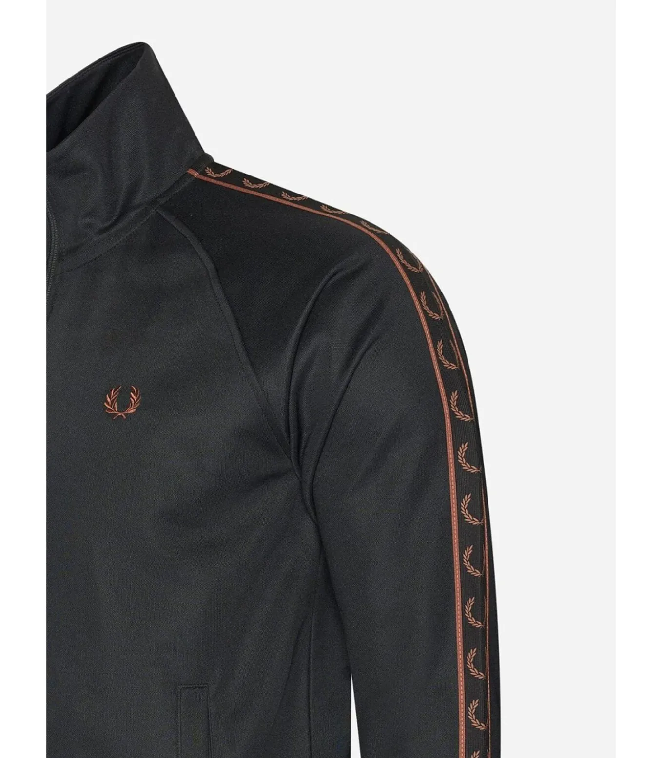 Contrast tape track jacket - black whisky brown