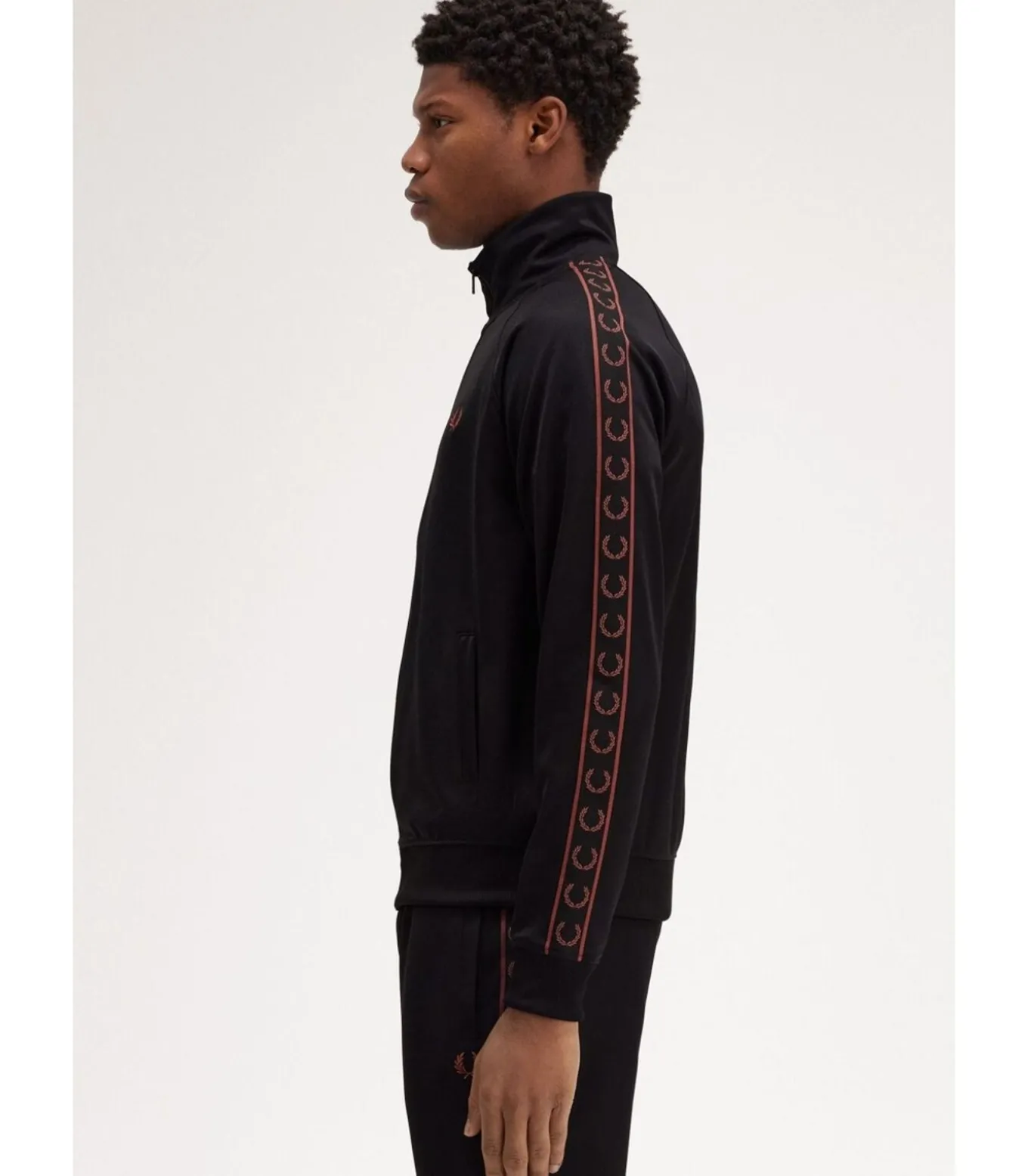Contrast tape track jacket - black whisky brown