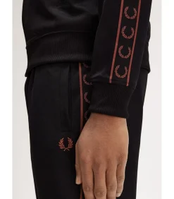 Contrast tape track jacket - black whisky brown