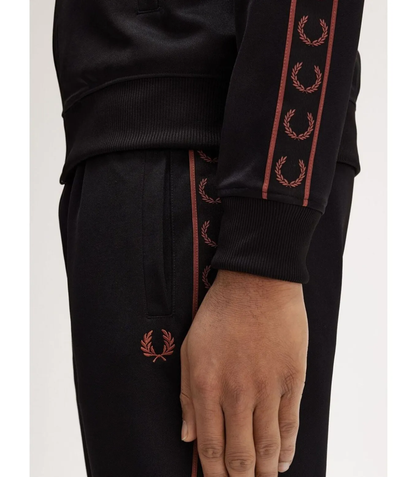 Contrast tape track jacket - black whisky brown