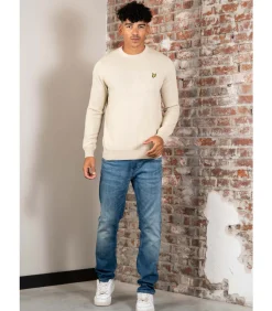 Cotton merino crew neck jumper - grey taupe
