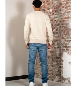 Cotton merino crew neck jumper - grey taupe