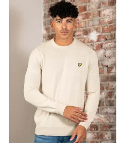 Cotton merino crew neck jumper - grey taupe