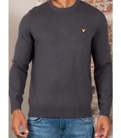 Cotton merino crew neck jumper - shadow
