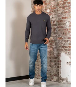 Cotton merino crew neck jumper - shadow