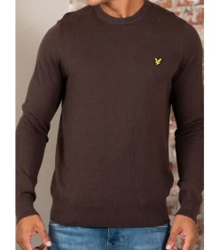 Cotton merino crew neck jumper - espresso