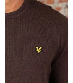 Cotton merino crew neck jumper - espresso