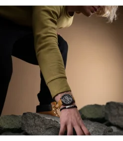 Dual time horloge Bernardston Black - Camel