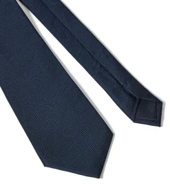 Effen blauwe stropdas van zijde met Polo Club-logo