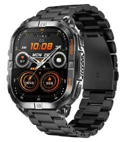 EXPLORER – Zwarte rechthoekige kast – Zwarte metalen armband