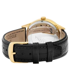 Festina heren zilver swiss made leer horloge armband