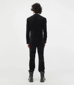 Fluwelen jumpsuit met diepe V-snede en aansluitende pasvorm