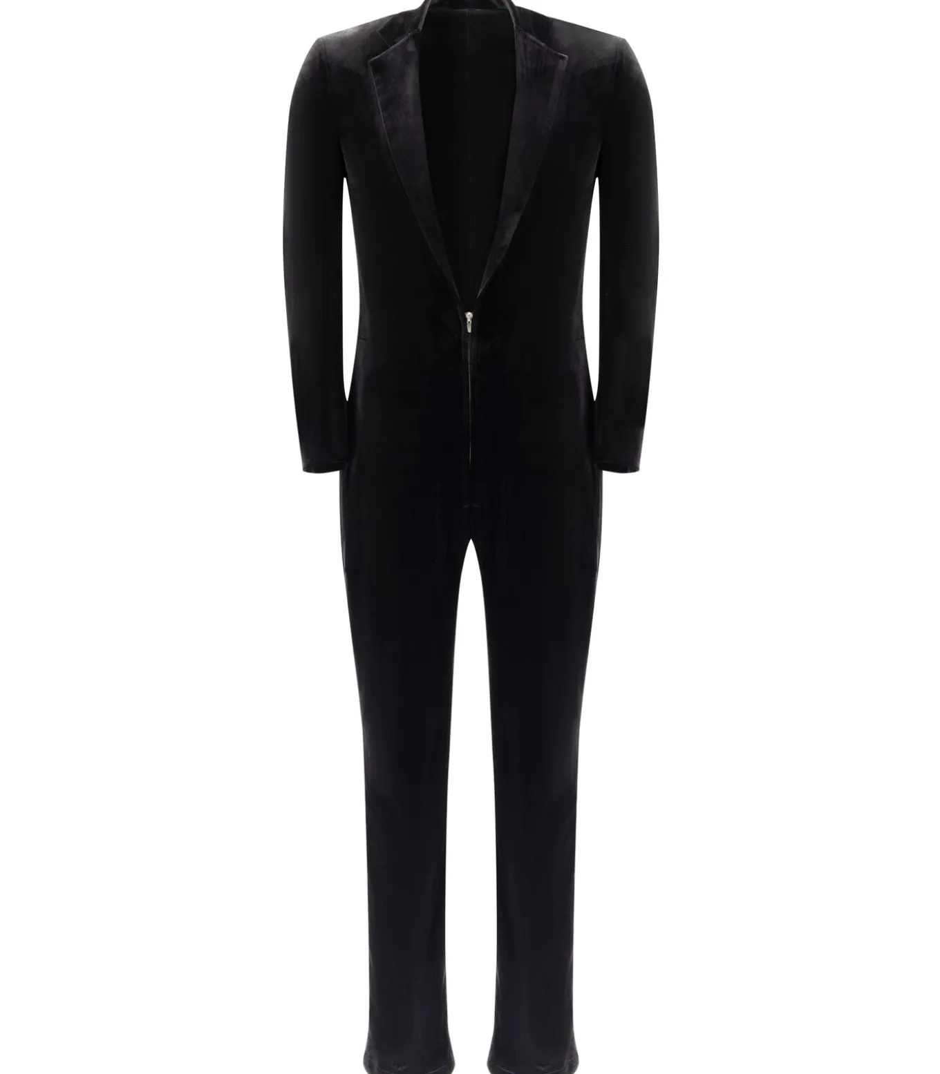 Fluwelen jumpsuit met diepe V-snede en aansluitende pasvorm