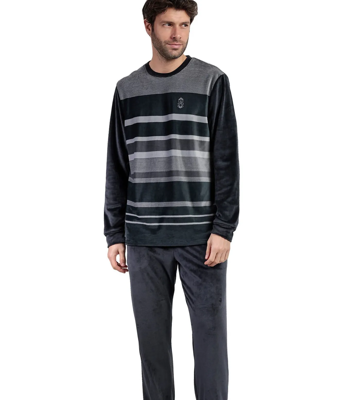 Fluwelen pyjama broek top lange mouwen Stripe Hype