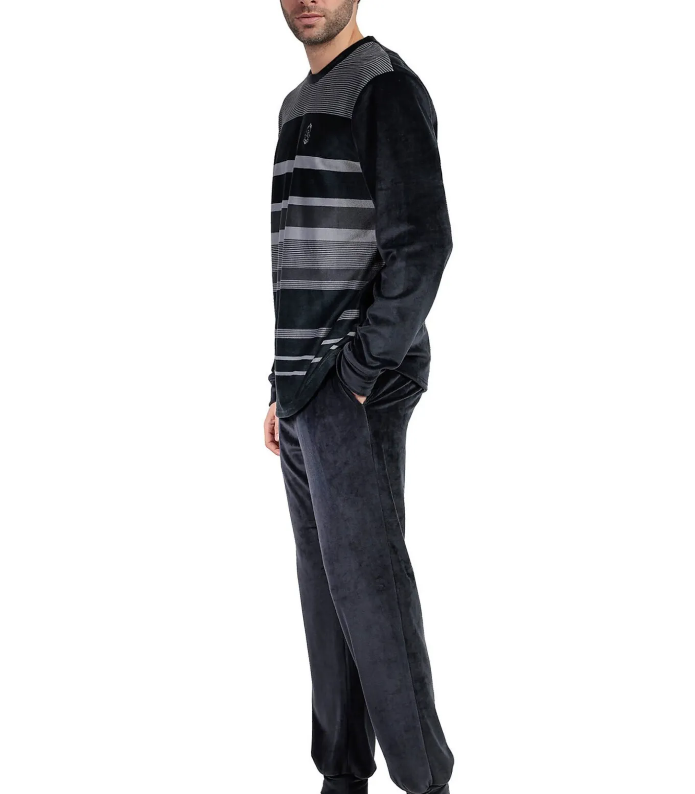 Fluwelen pyjama broek top lange mouwen Stripe Hype