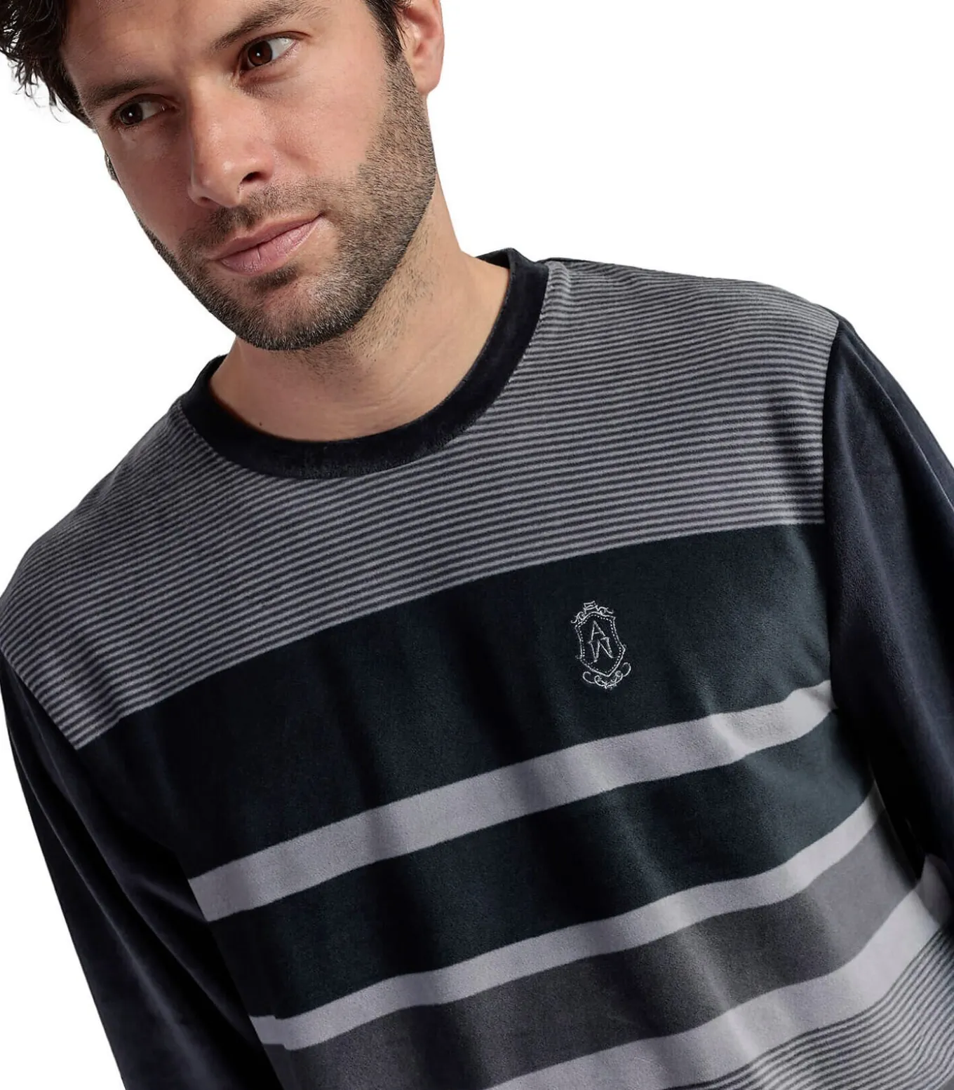 Fluwelen pyjama broek top lange mouwen Stripe Hype