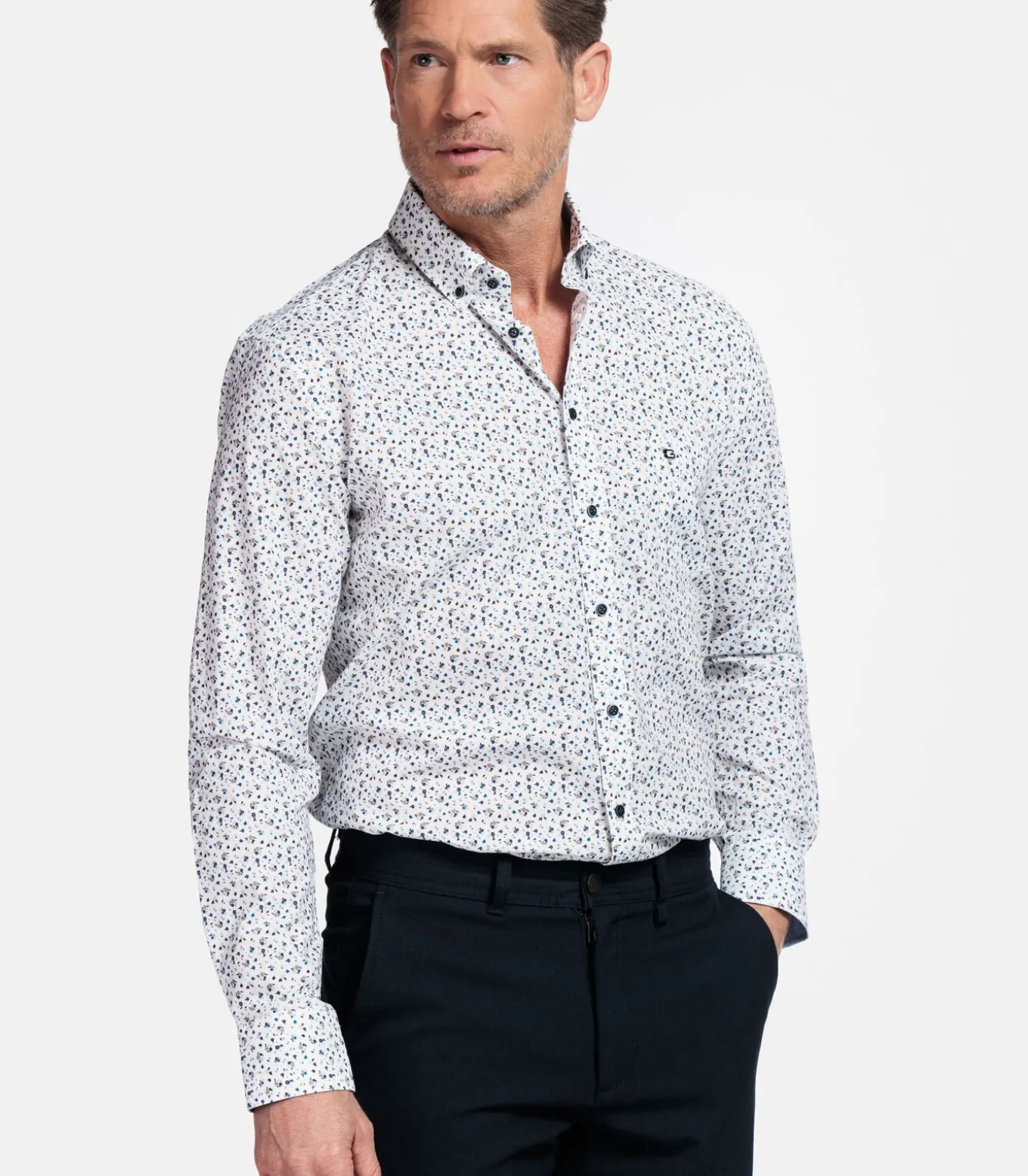 Giordano Ivy Bloemenprint Overhemd – Navy