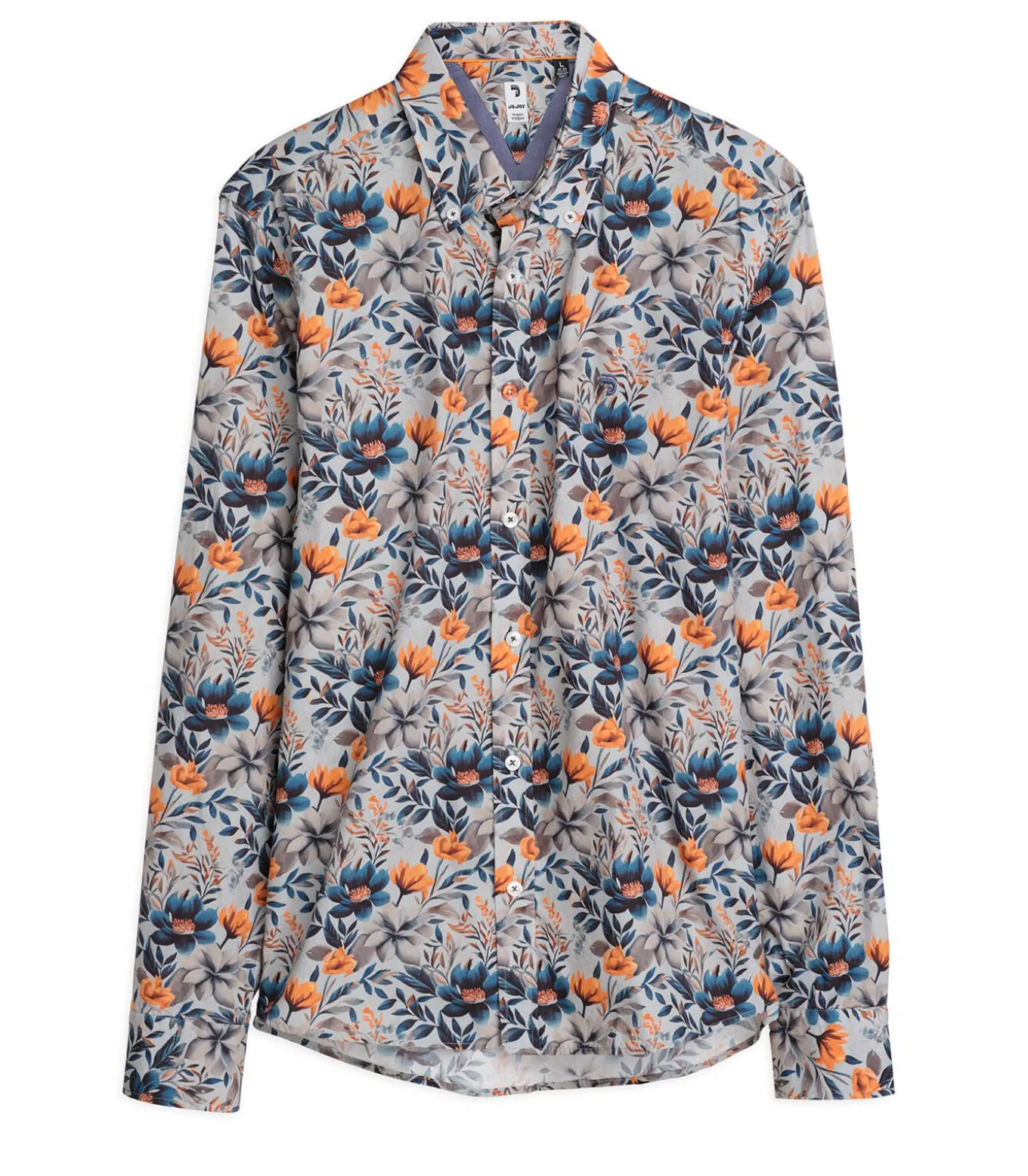 Grijs herenoverhemd met bloemen