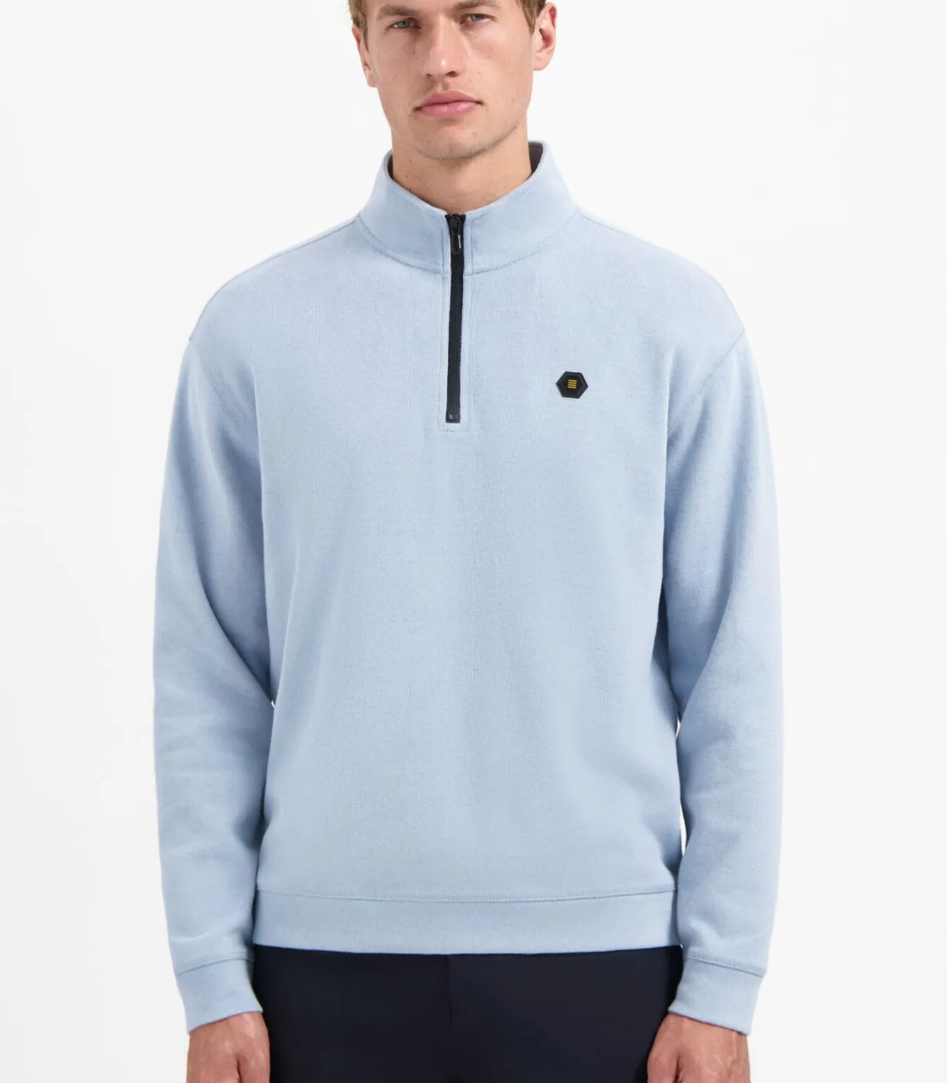 Halve rits sweater in zachte ribkwaliteit
