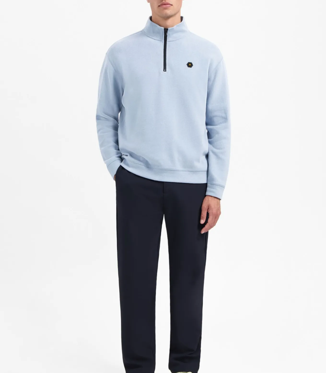 Halve rits sweater in zachte ribkwaliteit