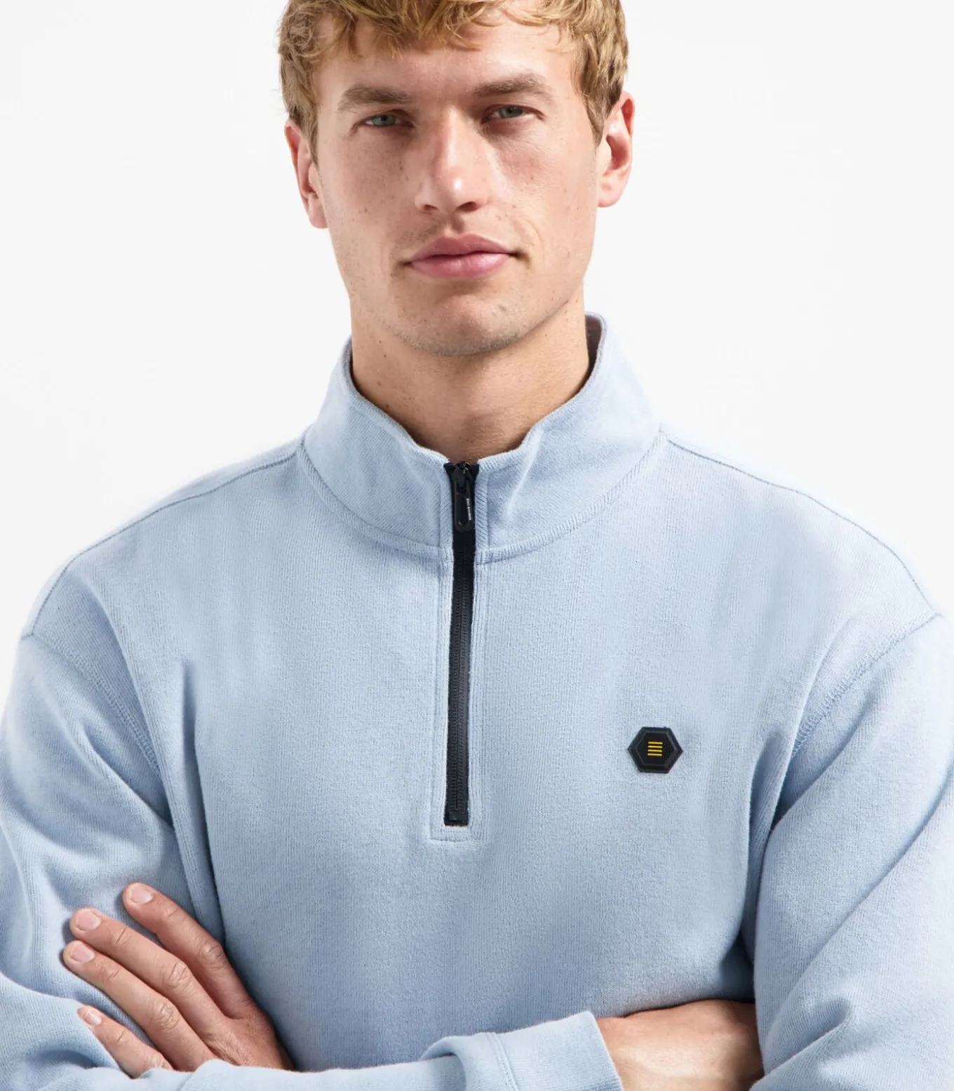 Halve rits sweater in zachte ribkwaliteit