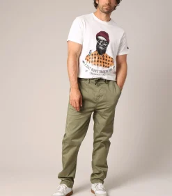 HAMIKO - Broek van katoenen canvas, recht model en elastische taille