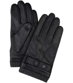 Handschoenen Wol Zwart Leer