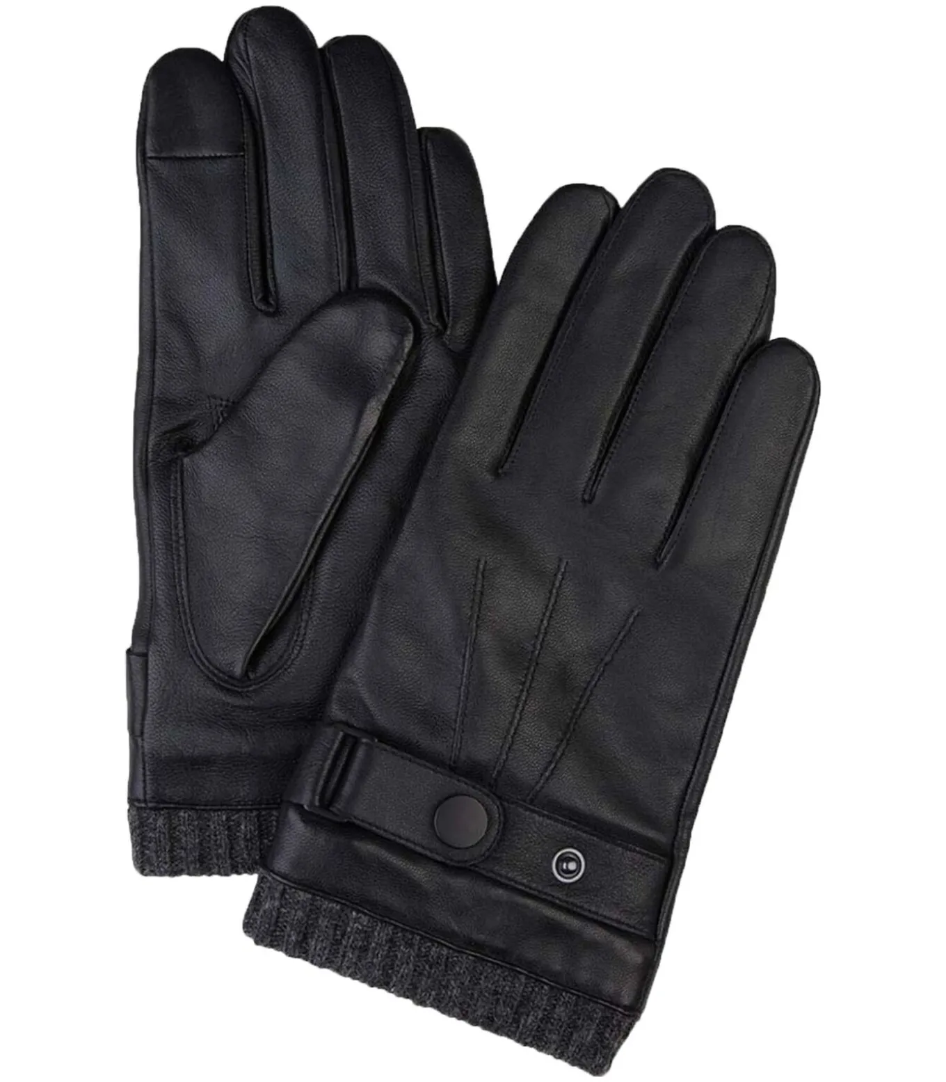 Handschoenen Wol Zwart Leer