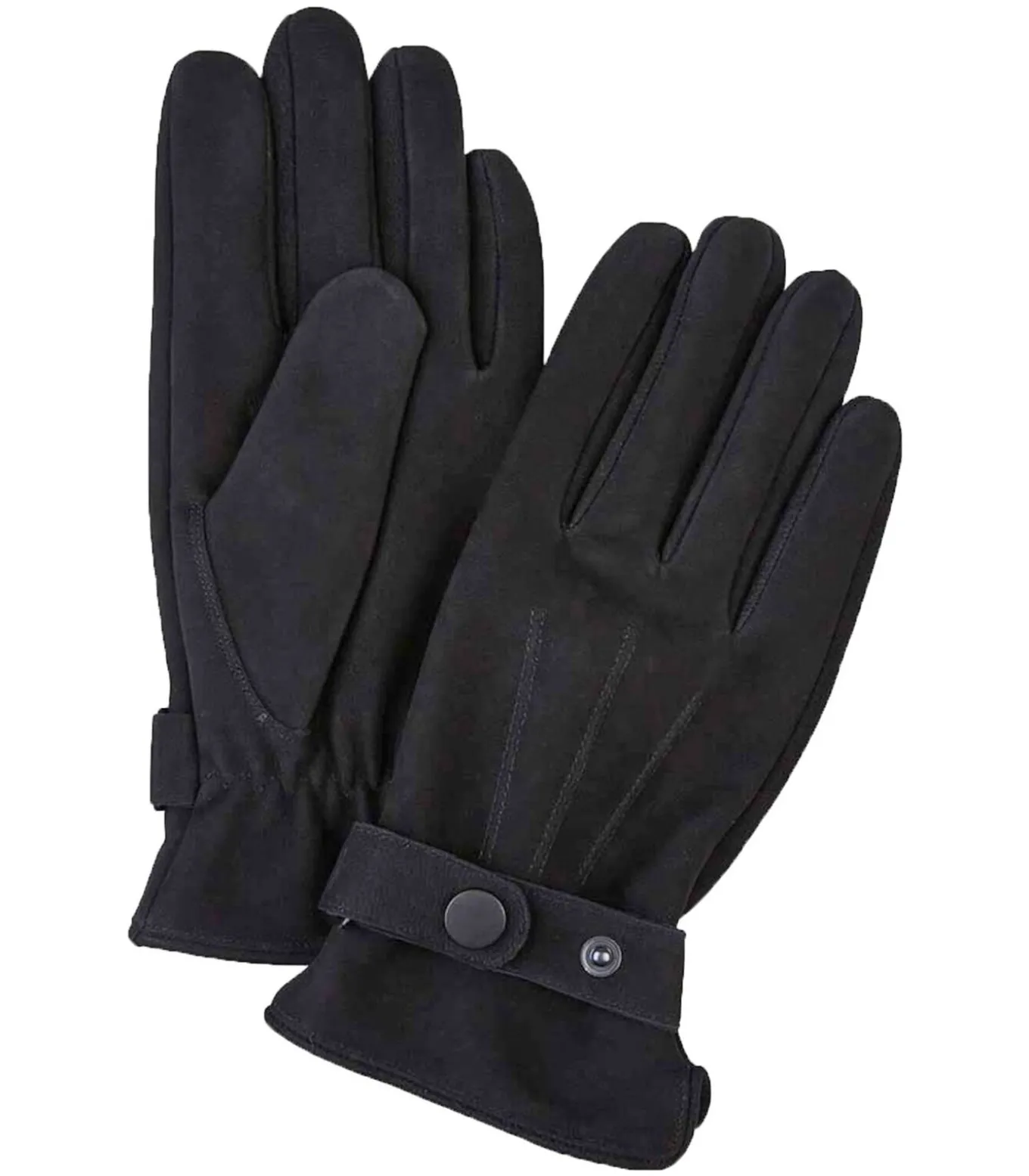Handschoenen Wol Zwart Leer