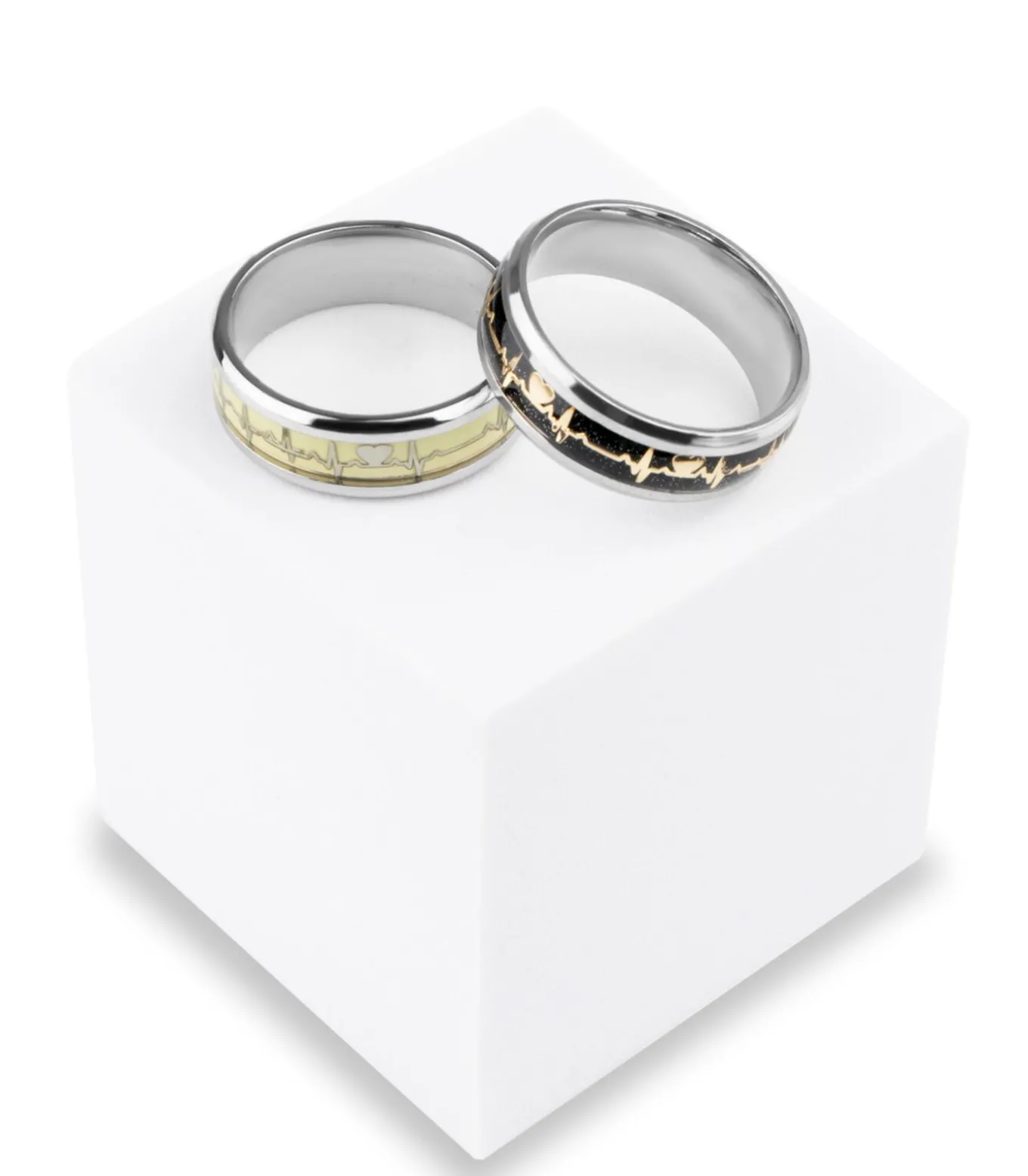 Hartslag Ring - Glow In The Dark - Staal