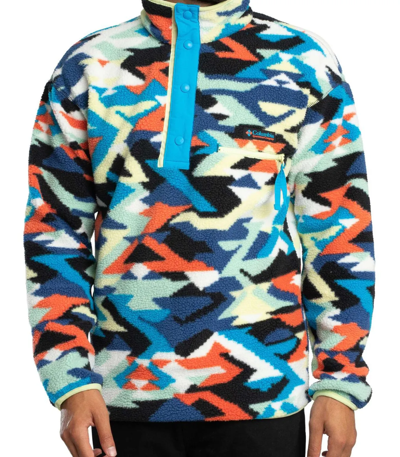 Helvetia II Bedrukte Fleece Met Halve Drukknopen