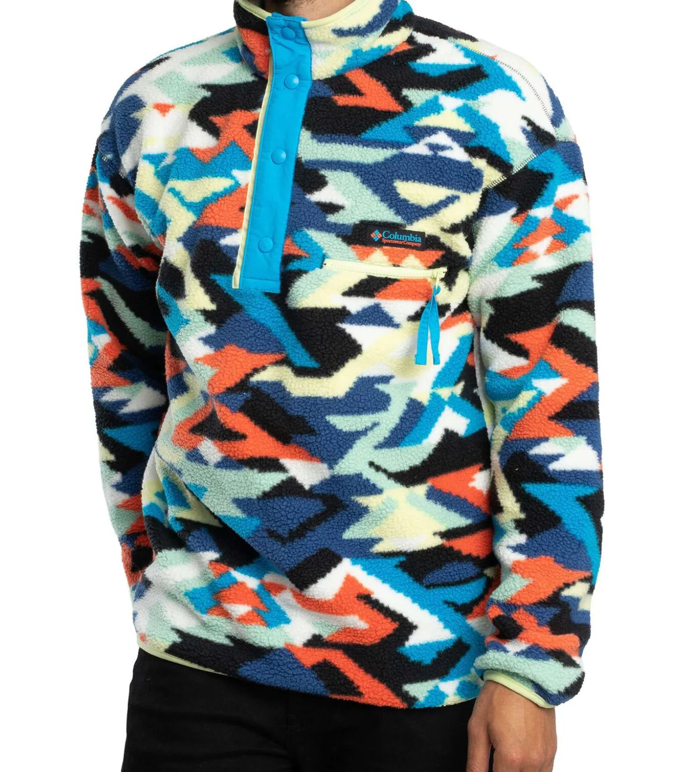 Helvetia II Bedrukte Fleece Met Halve Drukknopen