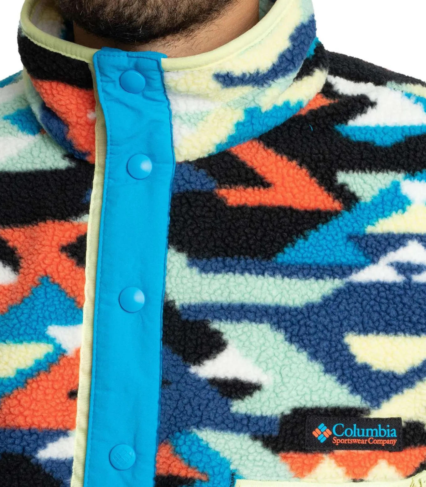 Helvetia II Bedrukte Fleece Met Halve Drukknopen