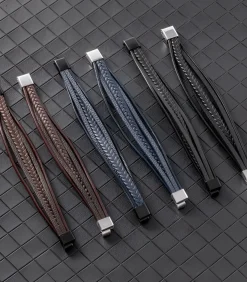 Heren Armband Leder - Zwart met Zilver Kleurige Sluiting