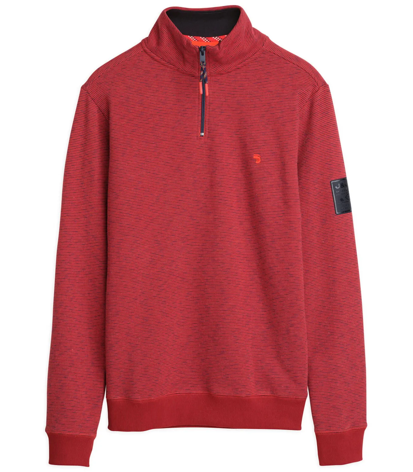 Heren bordeauxrode sweater met rits aan de hals