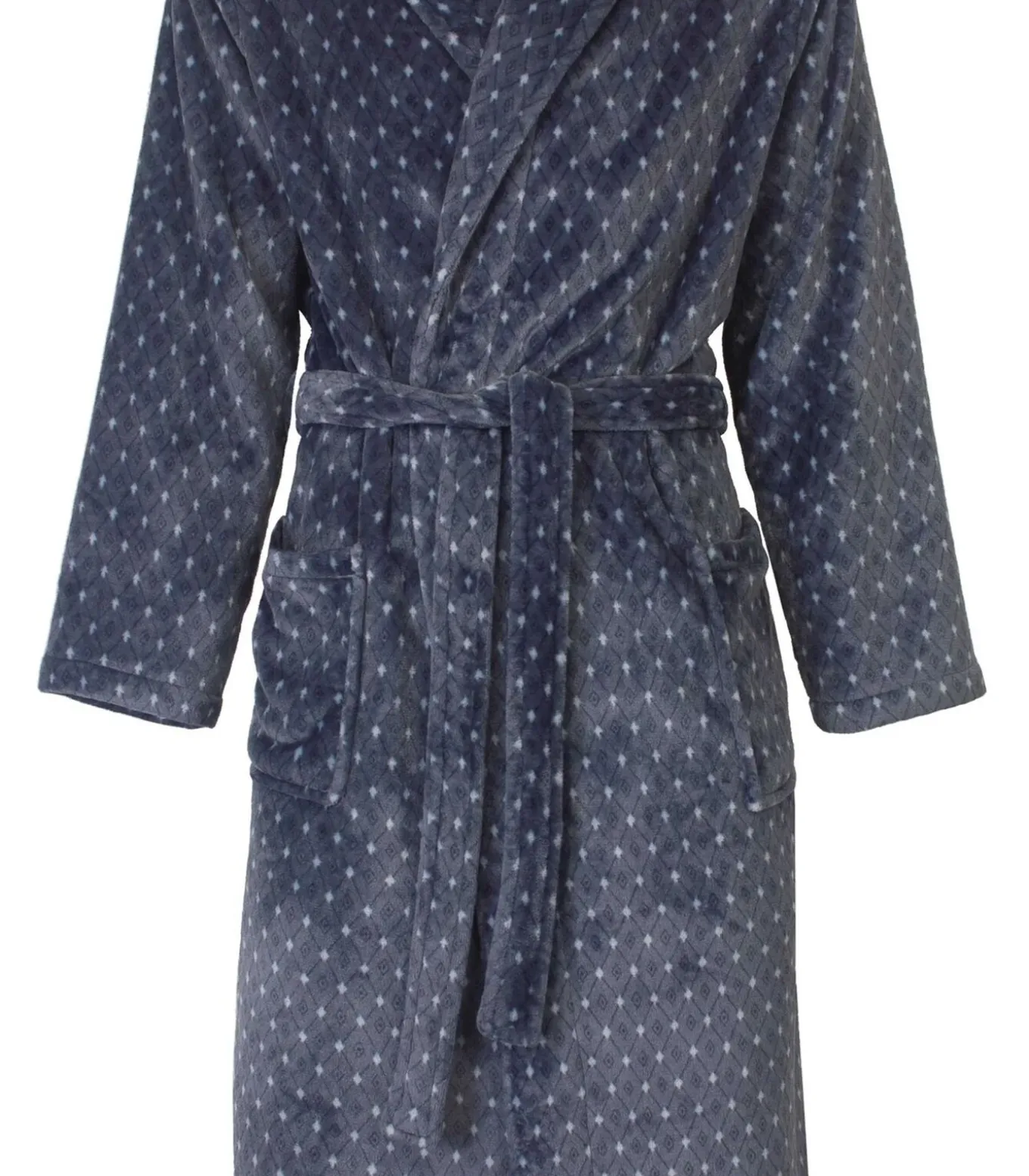 Heren Fleece Badjas - Blue Dots - Warme winter ochtendjas