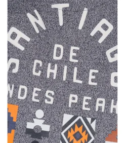 Heren poloshirt met lange mouwen in heideblauw met Santiago-logo op de achterkant