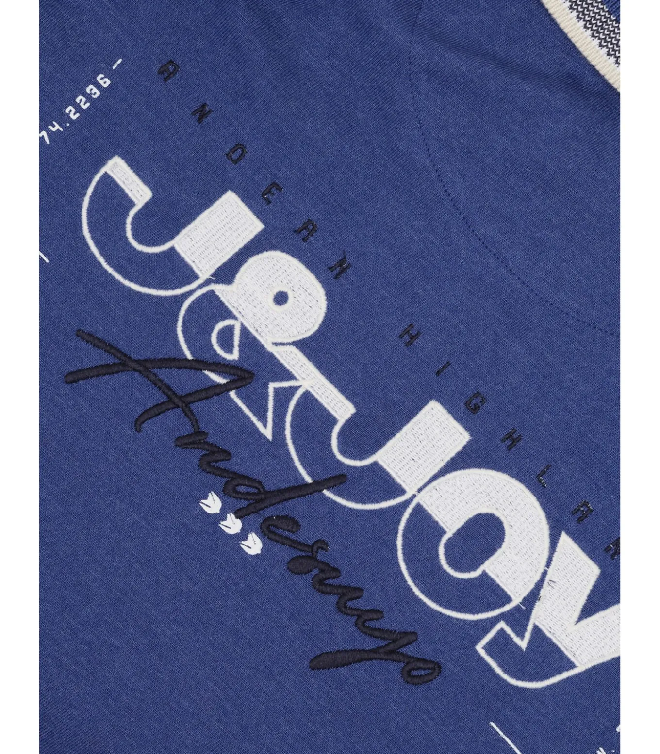 Heren poloshirt met lange mouwen in marineblauw met logo op de rug