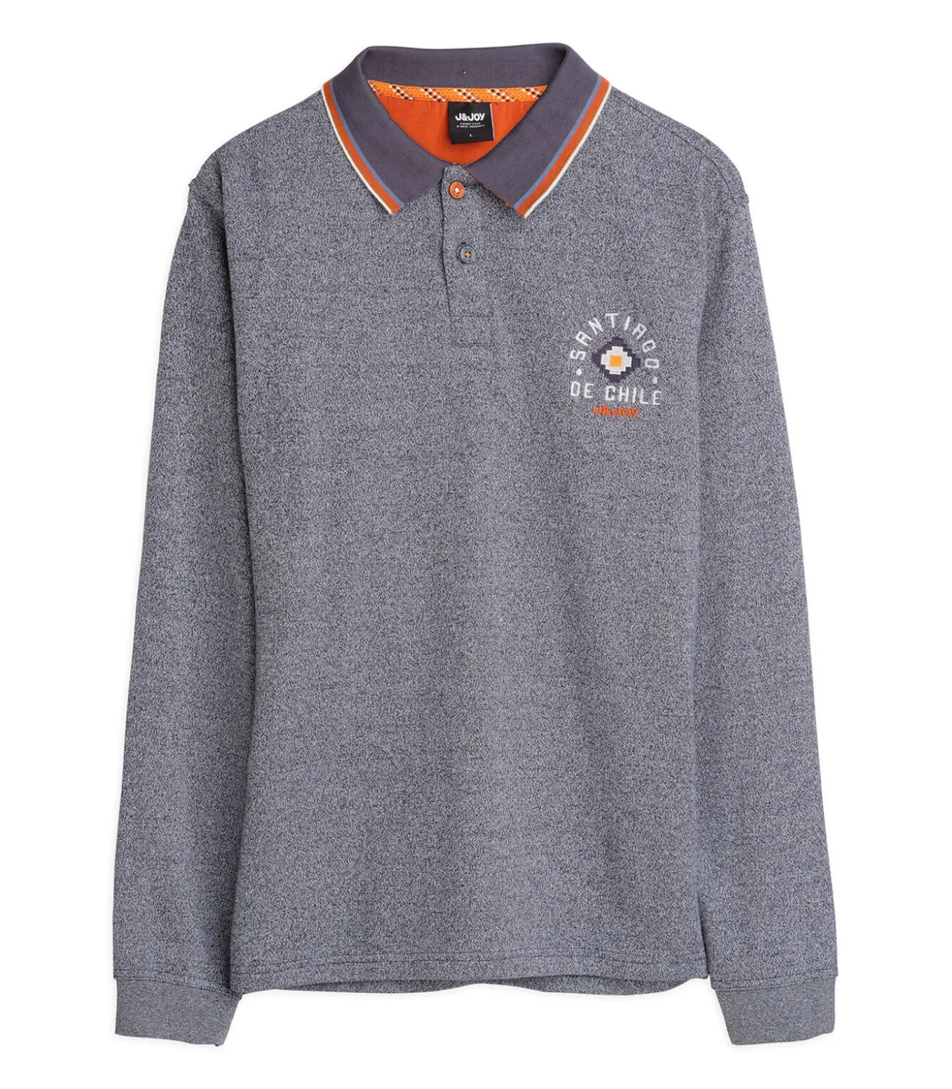 Heren poloshirt met lange mouwen in heideblauw