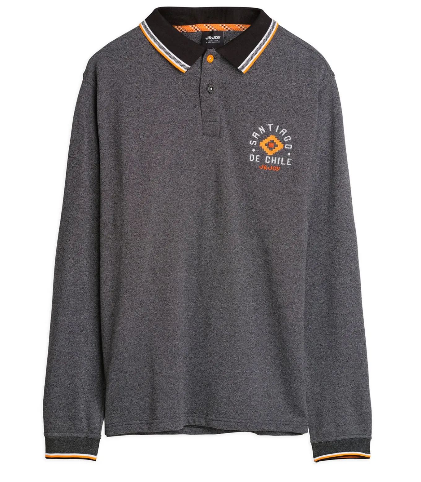 Heren poloshirt met lange mouwen in heidegrijze kleur