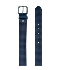 heren riem reliëf leer marineblauw 40mm